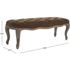 Banco tapizado, Trigo y crema natural, Estructura de roble, 52.4" de ancho