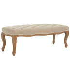 Banco tapizado, Trigo y crema natural, Estructura de roble, 52.4" de ancho
