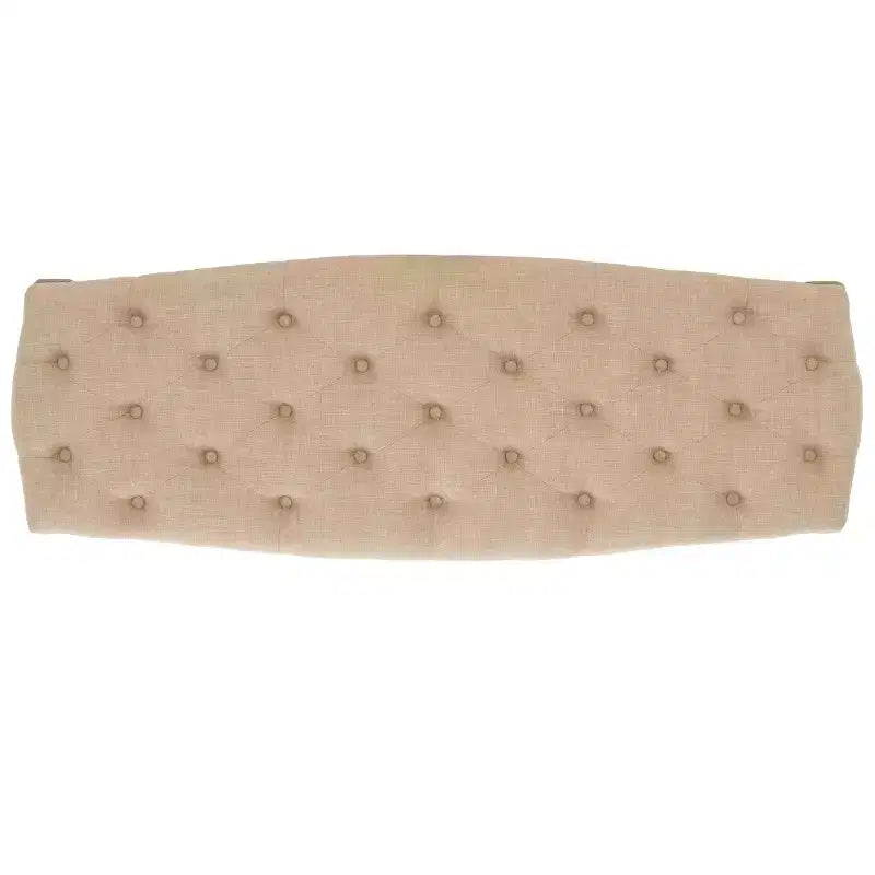 Banco tapizado, Trigo y crema natural, Estructura de roble, 52.4" de ancho
