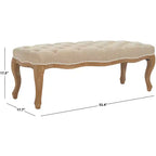 Banco tapizado, Trigo y crema natural, Estructura de roble, 52.4" de ancho