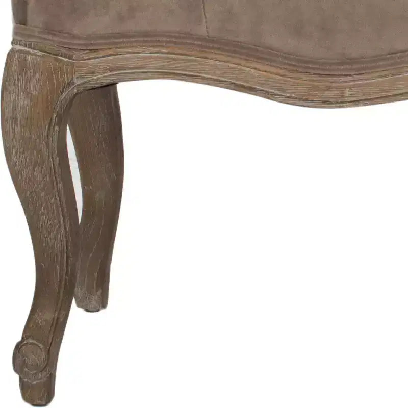 Banco tapizado, Trigo y crema natural, Estructura de roble, 52.4" de ancho