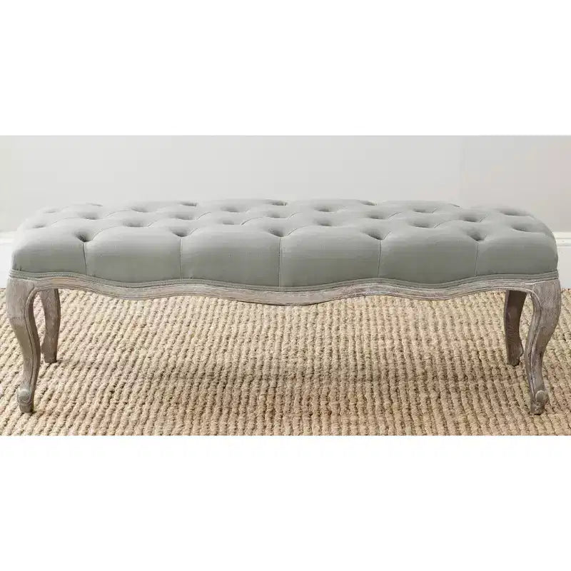 Banco tapizado, Trigo y crema natural, Estructura de roble, 52.4" de ancho