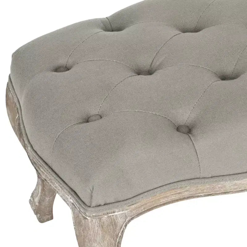 Banco tapizado, Trigo y crema natural, Estructura de roble, 52.4" de ancho