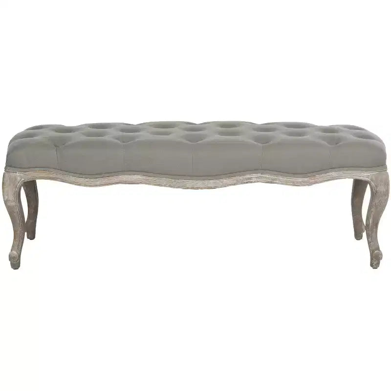 Banco tapizado, Trigo y crema natural, Estructura de roble, 52.4" de ancho