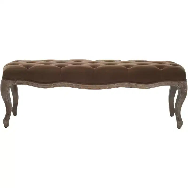 Banco tapizado, Trigo y crema natural, Estructura de roble, 52.4" de ancho