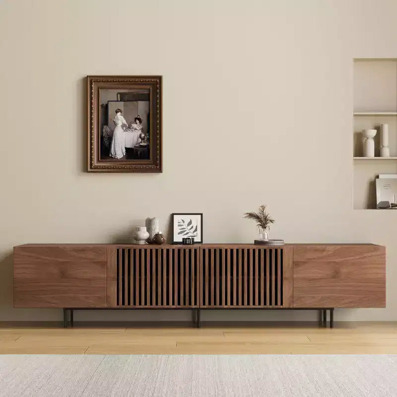Mueble para TV Mid-Century Modern de 70.87", Centro de Entretenimiento Color Nogal para Sala y Dormitorio