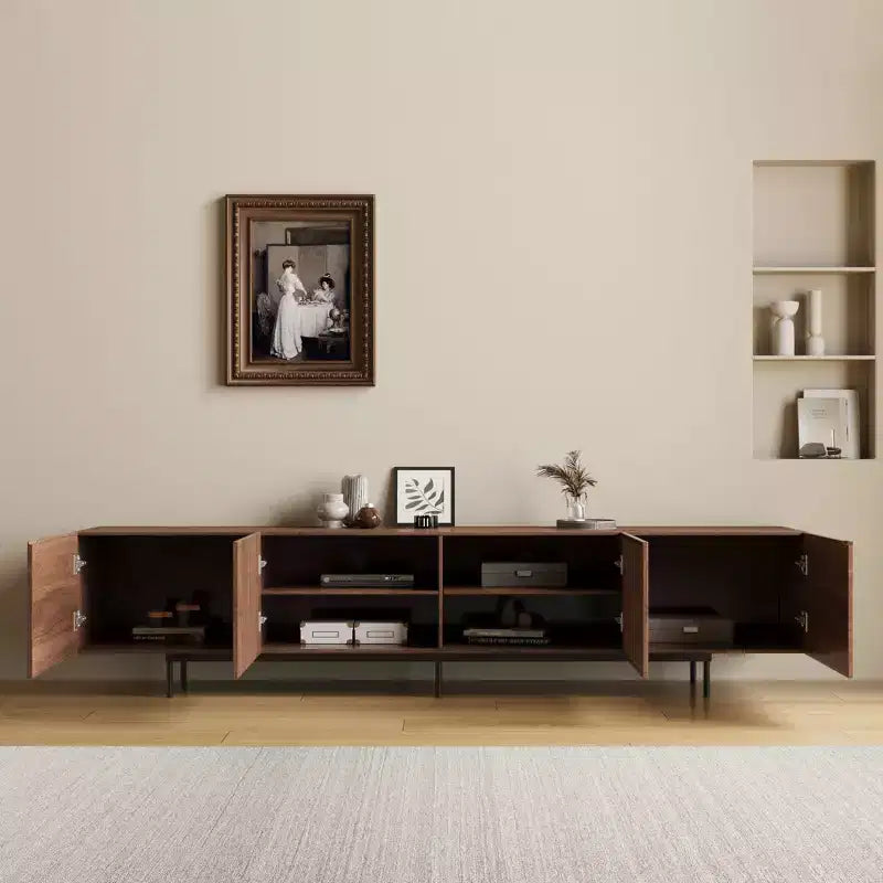 Mueble para TV Mid-Century Modern de 70.87", Centro de Entretenimiento Color Nogal para Sala y Dormitorio